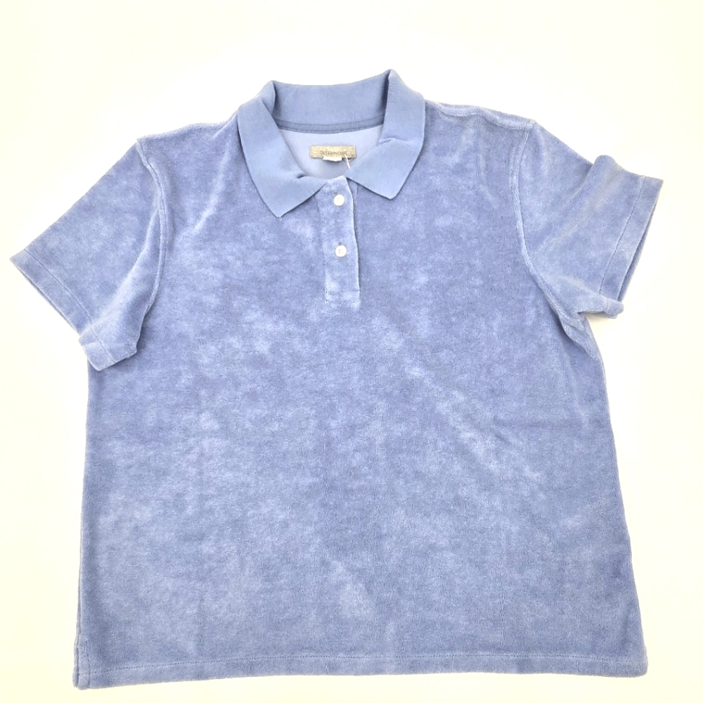 Outerknown High Tide Blue Terry Polo Shirt Size Small